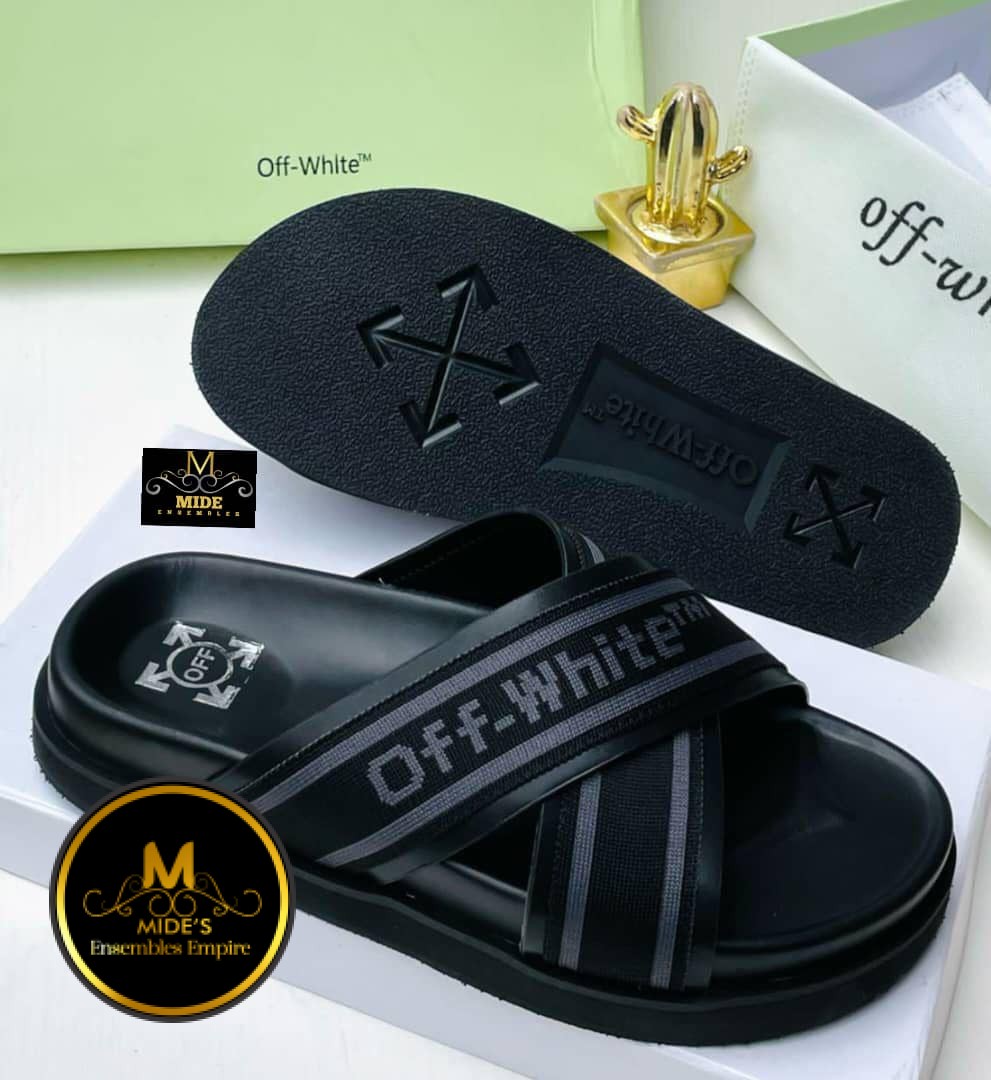 Off-White Cross-Strap Luxury Slides