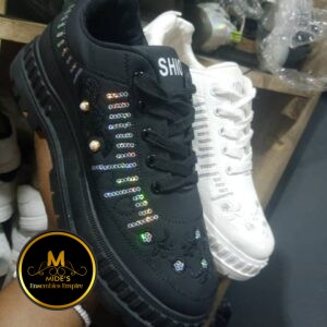 Ladies Black stoned sneakers