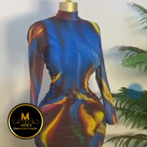 Stretchy turtle neck sleeve dress